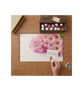 Pembe Kır Çiçekleri Tasarımı 240 parça Ahşap Puzzle Ahşap Kutuda MP00506