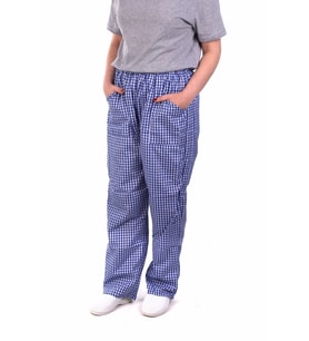 ESER - Pötikare Pantolon - Beli Lastikli - Mavi,Beyaz Kareli (Beyaz-Mavi)