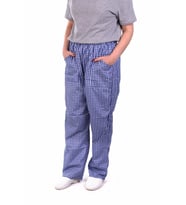ESER - Pötikare Pantolon - Beli Lastikli - Mavi,Beyaz Kareli (Beyaz-Mavi)