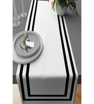 Lexroo 40X140Cm Klasik Çerçeveli Tay Tüyü Dokuma Premium Leke Tutmaz Kumaş Masa Örtüsü Runner Rnr321