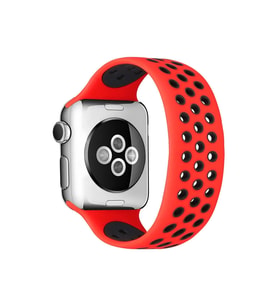 Mey İthalat® Watch 42Mm Ayarlı Delikli Silikon Kordon - Kırmızı-Siyah