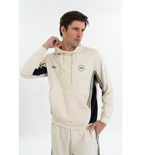 Maraton Erkek Kapüşonlu Bej Sweatshirt
