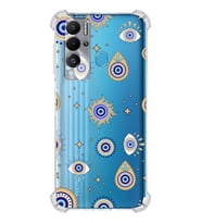PrintiFy Tecno Pova Neo Uyumlu Nazar Boncuğu 5 Baskılı Şeffaf Köşe Korumalı Antişok Kılıf