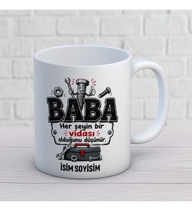 Kişiye Özel Tamirci Baba Tasarımlı İsimli Seramik Kupa Bardak