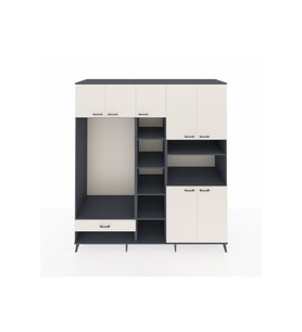 Kronos Dolap 11 Raflı Tek Çekmeceli 7 Kapaklı 220x59x243 Antrasit-Aytaşı/Aytaşı
