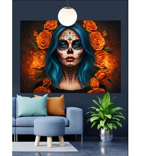 Kurukafa Kadın Çiçek Dekoratif Kanvas - Mdf Ahşap Tablo