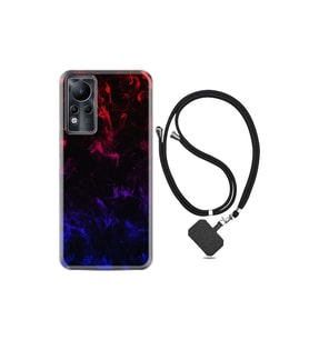 Infınıx Note 11 Pro Kılıf Ipli Boyun Askılı Desenli Silikon Blue Red Fire 1637