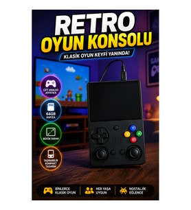 Retro Oyun Konsolu Çift Analog Joystick 64GB IPS Ekranlı Taşınabilir El Konsolu
