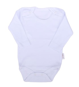 Unisex Beyaz Raporlu Uzun Kollu Zıbın