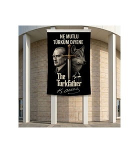 Ne Mutlu Türküm Diyene Atatürk Bozkurt Kılıç Poster Bayrak Premium Raşel Kumaş ATA83 2x3m