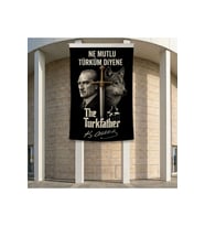 Ne Mutlu Türküm Diyene Atatürk Bozkurt Kılıç Poster Bayrak Premium Raşel Kumaş ATA83 2x3m