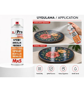 MxS XL Pro Sprey Akrilik Parlak Vernik 500 ml – Şeffaf Koruyucu Vernik Spreyi