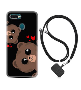 Oppo A5S A15 A16 A54 A55 A73 A74 Kılıf Boyun Askılı Silikon Love Animals 1780