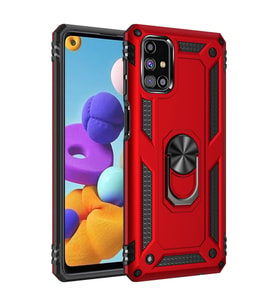 Galaxy M51 Kılıf Sofya Yüzüklü Silikon Kapak - Kırmızı