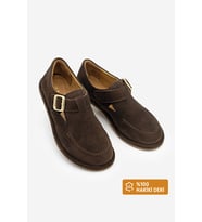 Marco Bellini 010 Kadın Süet Hakiki Deri Loafer Bantlı Maskülen Günlük Ayakkabı (KAHVE)