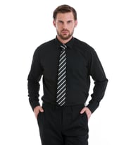 Hatemoğlu Siyah Slim Fit Desenli Slim Yaka Pamuklu Uzun Kollu Gömlek