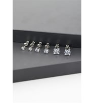 Kadın Basic Zirkon Taşlı 3 Boy Kare Model 6'lı Küpe Seti