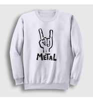 Presmono Unisex Beyaz Hand Sign Metal Sweatshirt 314982tt (Beyaz)
