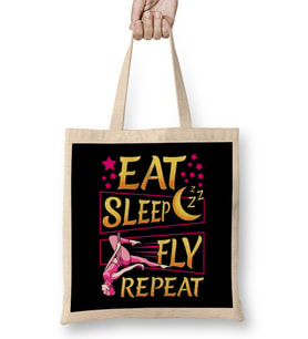 Funny Eat Sleep Fly Repeat Aerial Yoga Silks Bez Çanta Uzun Saplı