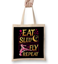 Funny Eat Sleep Fly Repeat Aerial Yoga Silks Bez Çanta Uzun Saplı
