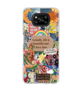 Poco X3 Pro / X3 NFC Uyumlu Aesthetic Kolaj Tasarımlı Şeffaf Telefon Kılıfı