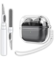 Samsung Galaxy Buds3 / Galaxy Buds3 Pro ve Galaxy Buds3 FE Uyumlu Şeffaf Premium Kulaklık Kılıfı, Silikon Kulaklık İpi ve 3'ü 1 Arada Bluetooth Kulaklık Temizleme Kalemi Seti (Şeffaf)