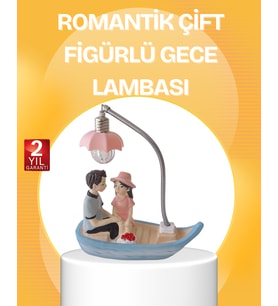 Romantik Çift Figürlü Gece Lambası Sandal Model Sevgiliye Özel Hediye - Lisinya