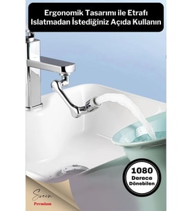 1080 Derece Dönebilen Pratik Robotik Kol Musluk Başlığı Uzatma Aparatı Tüm Bataryalar Ile Uyumlu