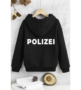 Çocuk Polızeı Baskılı Sweatshirt (Siyah)