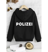 Çocuk Polızeı Baskılı Sweatshirt (Siyah)
