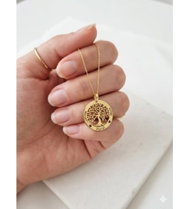 925 Ayar Gümüş Altın İşçilik Kişiye Özel İsimli Tuğba Hayat Ağacı Aile Kolye.rose.gold.rodaj