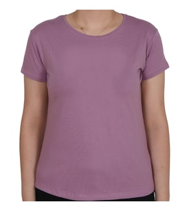 ASM0065 Bayan Düz Lila Viskoz Penye T-Shirt
