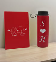 BK Gift Sevgiliye Özel İsimli Kırmızı Defter ve Cam Matara Hediye Seti-3, Sevgiliye Hediye, Sevgililer Günü, Yeni İş Hediyesi