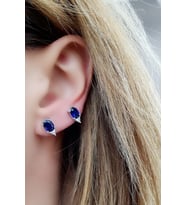 Sky Diamond Blue Creative Sapphire 925ayar Gümüş Tek Taş Küpe
