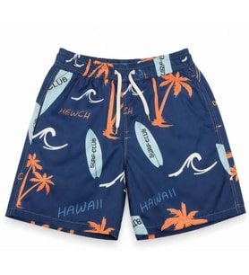 Aykidsclup Erkek Çocuk Desenli Deniz Şortu Çift Fermuarlı Cep Hawaii Baskılı Şort 26999L-