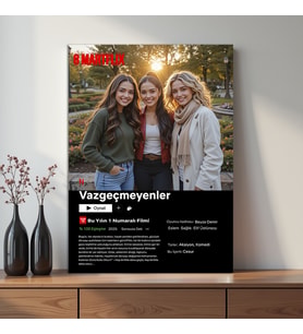 Netflix Tasarımlı  Kişiye Özel  Fotoğraflı Kişileştirilebilir Yan Yana, Omuz Omuza Tasarımlı Ahşap Tablo