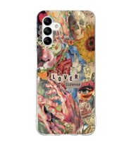 Samsung Galaxy A04S Uyumlu Aesthetic Vintage Kolaj Desenli Şeffaf Telefon Kılıfı