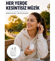 Bluetooth Kulaklık Beyaz Çağrı Cevaplama Dokunmatik Kontrol Kablosuz Yeni Nesil