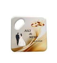 Söz Nişan ve Kına Organizasyonları için Kişiye Özel Kare Bardak Altlığı Magnet 85X85 Mm