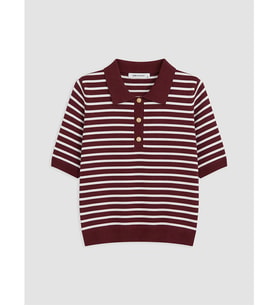 LCW EVERYDAY Bordo Polo Yaka Çizgili Kadın Triko Kazak