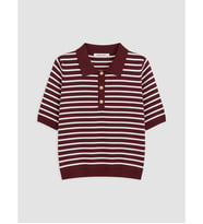 LCW EVERYDAY Bordo Polo Yaka Çizgili Kadın Triko Kazak