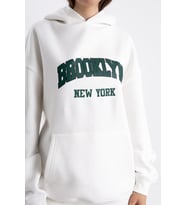 Unisex Brooklyn New York Baskılı Kapşonlu Sweatshirt