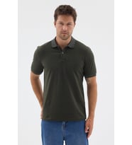 Haki Polo Yaka Pike Kısa Kol Slim Fit %100 Pamuk Tişört 1011260171