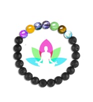 Sertifikalı Meditasyon Doğal Taş Lav Opal Akik Lapis Ametist Aventurin Kaplan Gözü 7 Çakra Bileklik (Çok Renkli)
