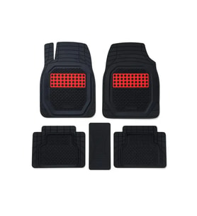 Renault Laguna 2 2005 Uyumlu 3 Cm Havuzlu 5 Parça Set 3D Paspas Takımı Siyah - Kırmızı
