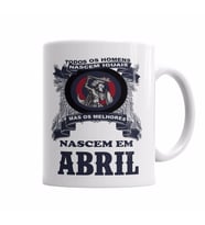 OS MELHORES NASCEM EM ABRIL ESTAMPA AZUL Kupa Bardak Porselen
