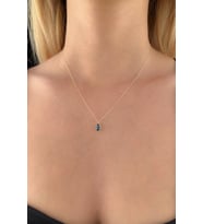 Fiyonk Kuyumculuk 14 Ayar Altın Damla Taş Safir Kolye (Sarı)