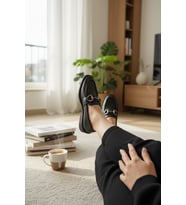 Enoch Gümüş İnterlok Tokalı Modern Tasarım Günlük Loafer