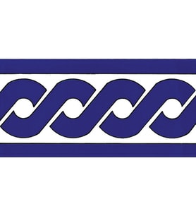 Armada Çini 10x20 Cm KS 20K Kobalt Zincir Desen Seramik Çini Bordür