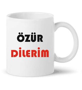 Özür Dilerim Baskılı Porselen Kupa Bardağı Kupa Bardak